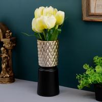 Black, Gold Flowers Vase
