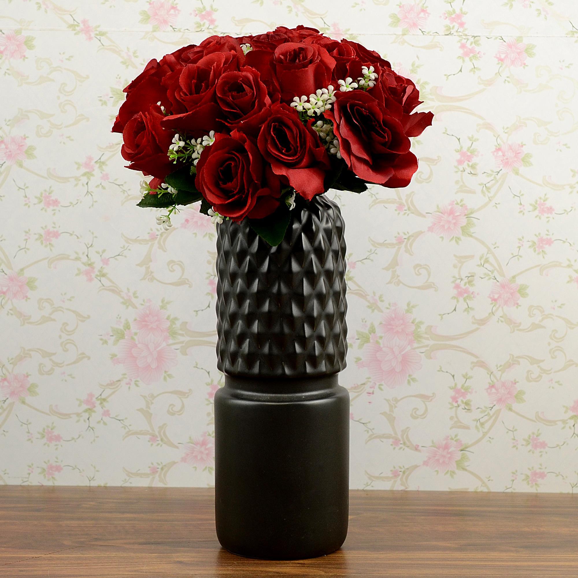 Artificial Red Roses in a Vase, Flower Vase