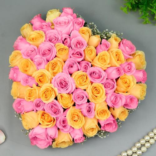 Exotic Roses Heart Basket