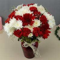Red & White Blooms in a Vase
