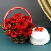 Red Blooms & Vanilla Cake