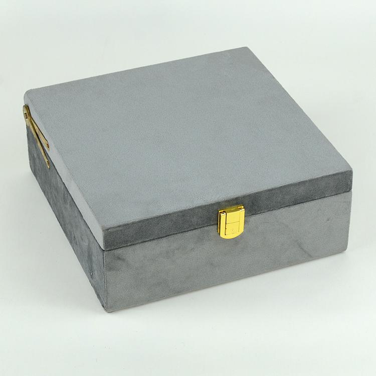 Grey Velvet Square Gift Box