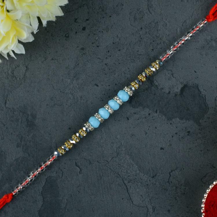Cyan Beads Dori Rakhi