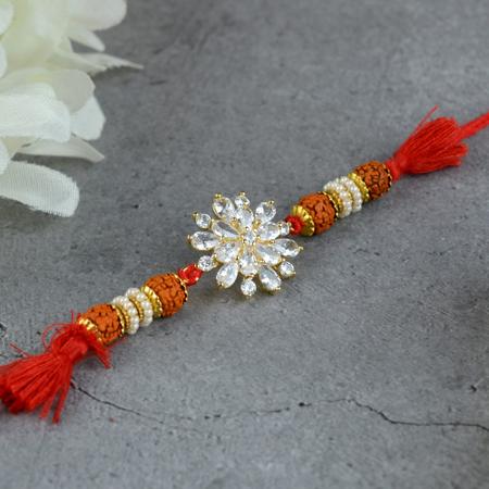 Large Floral CZ Rakhi