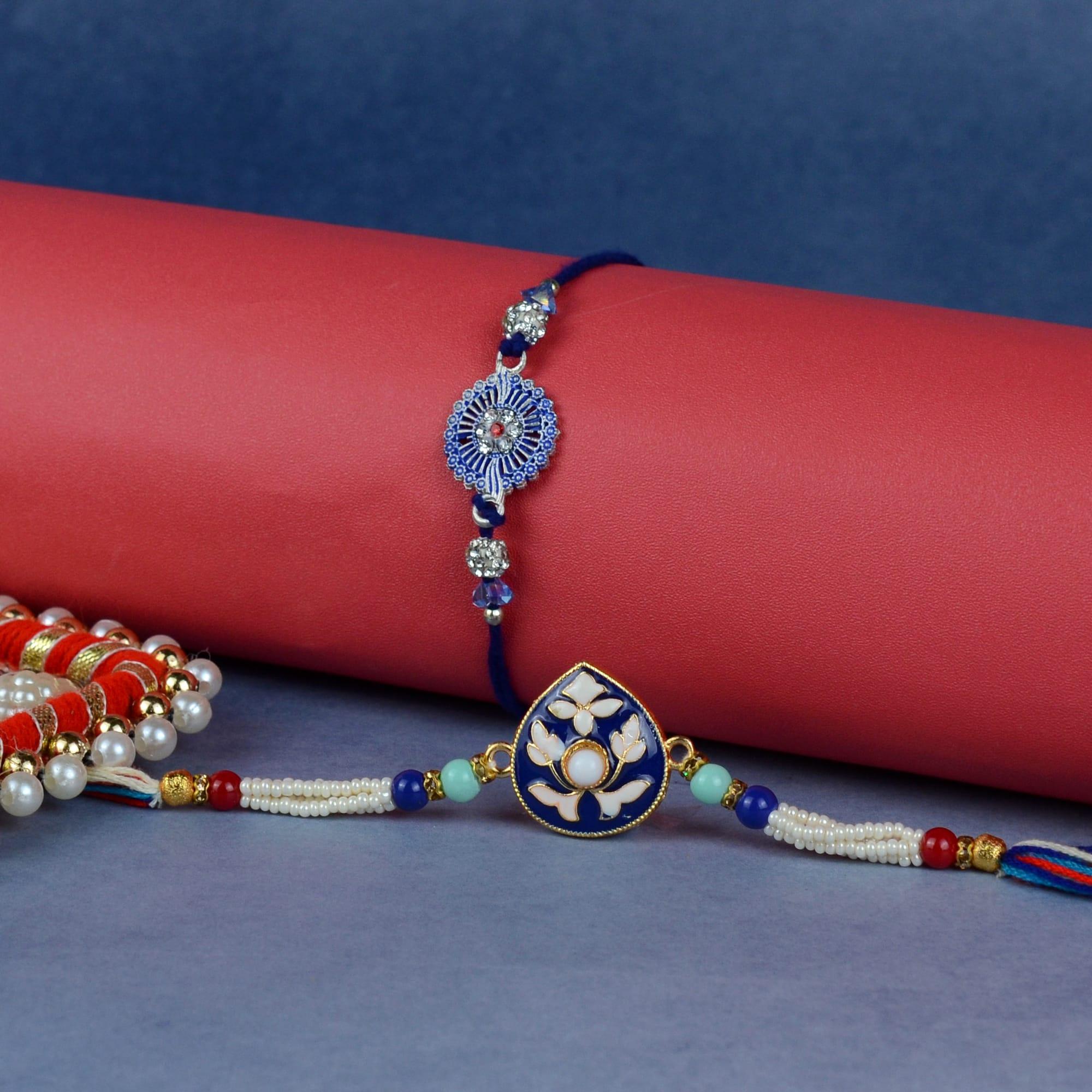 Royal Blue Rakhi Set Set Of 2 Rakhis