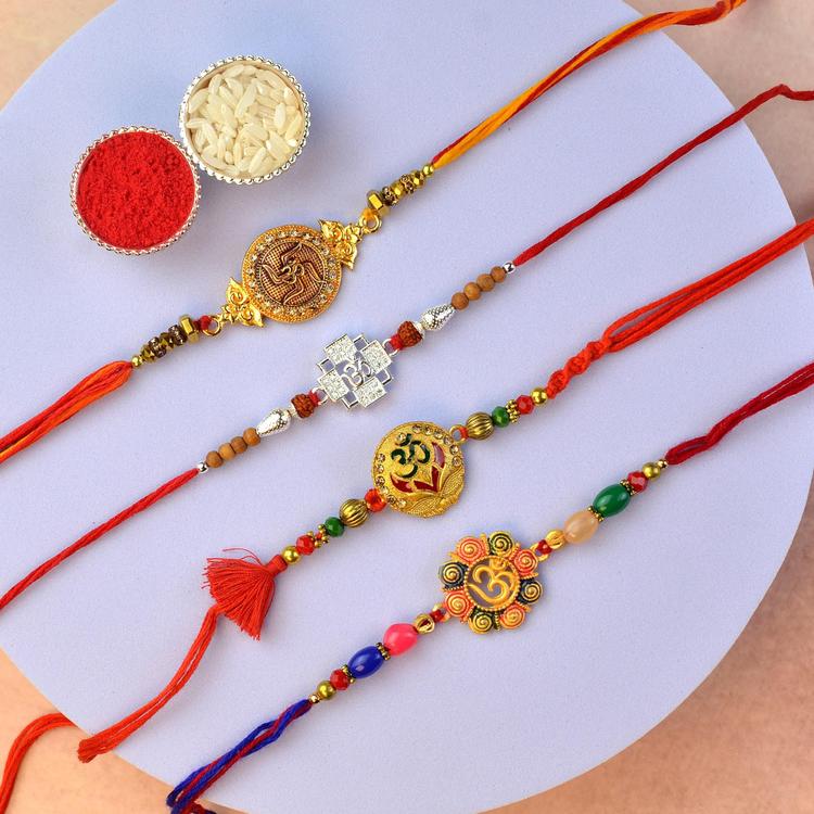 Embossed Om Rakhi Set