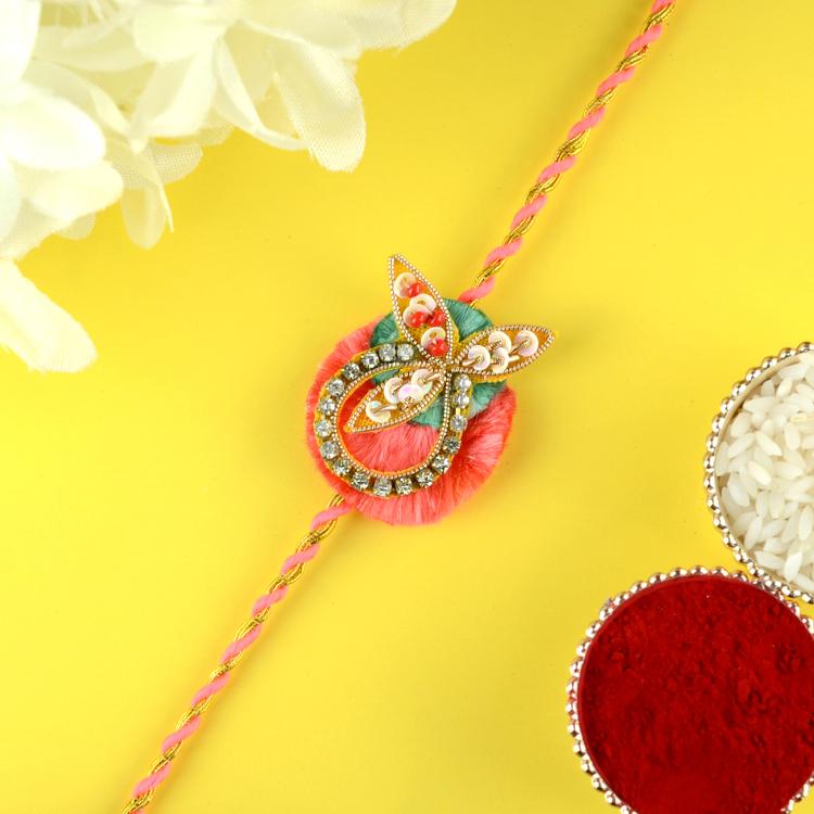 Peach Zardosi Rakhi BR028
