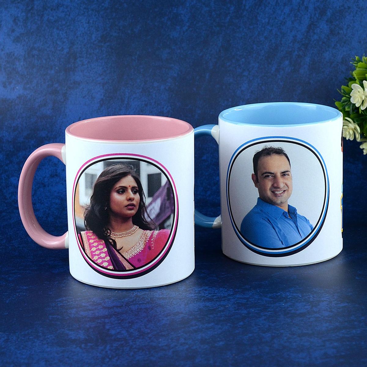 Personalized Bhaiya Bhabhi Mug Set, Personalized Photo Mugs