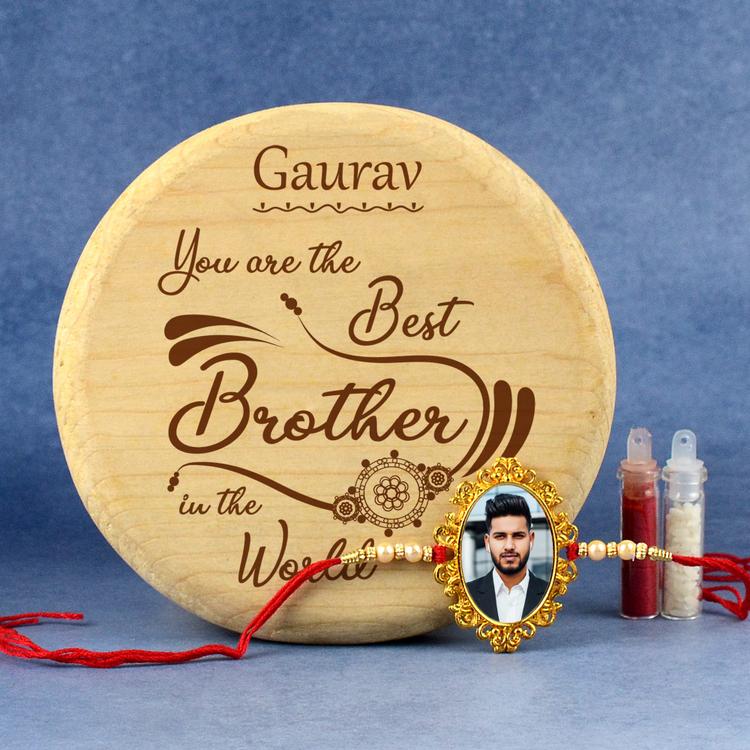 Personalized Rakhi and Engraved Wood