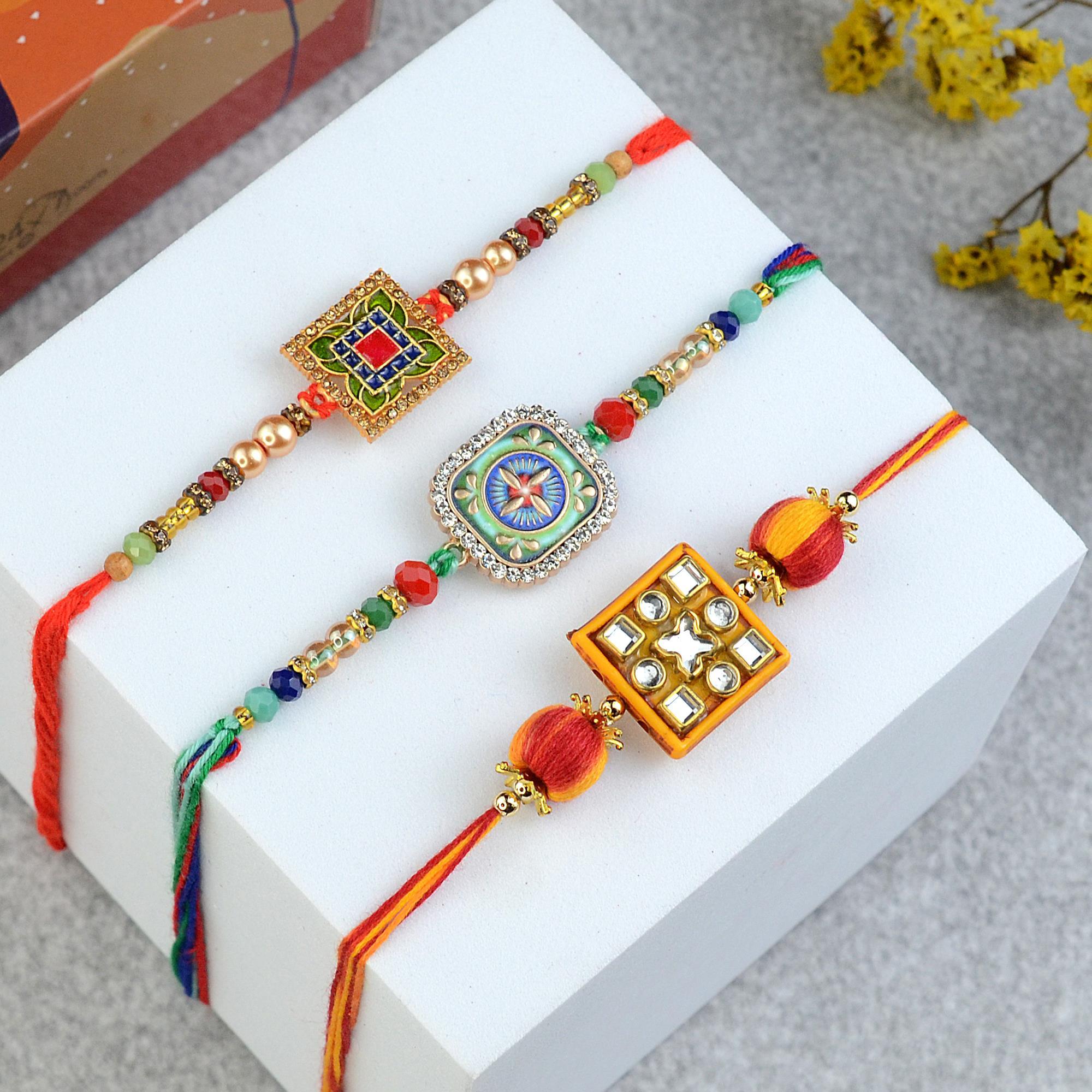 Square Design Rakhi Set of 2 706 | Rakhi Sets