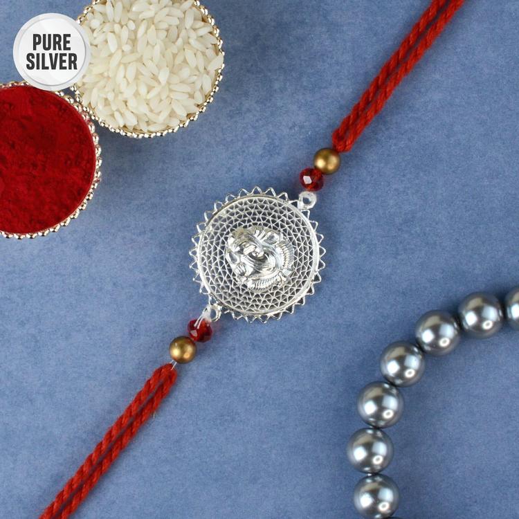 Silver Ganesh Filigree Rakhi