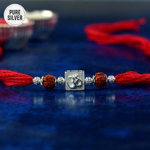 Pure Silver Square Om Rakhi Pure Silver Square Om Rakhi