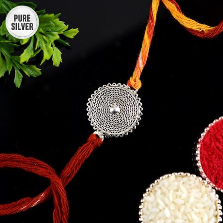 Subtle Silver Filigree Rakhi