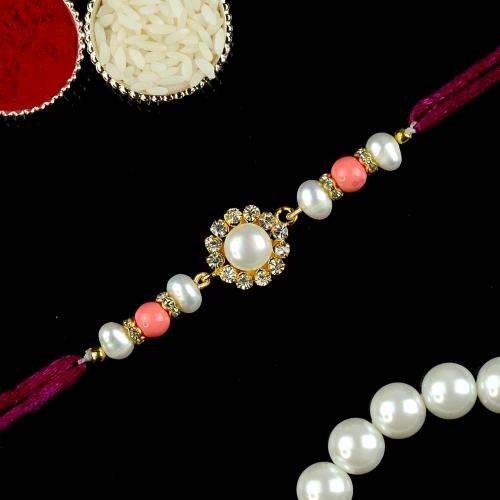 Pearls n Peach Rakhi