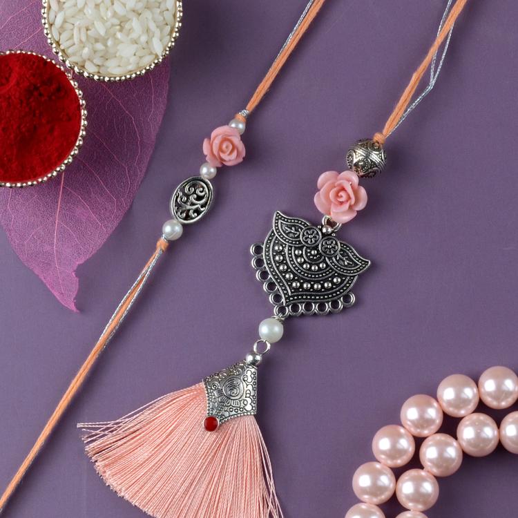 Perfect in Peach Pair Rakhi DC100