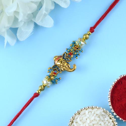 Golden Ganesh Head Rakhi