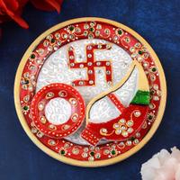 Decorative Marble Puja Thali