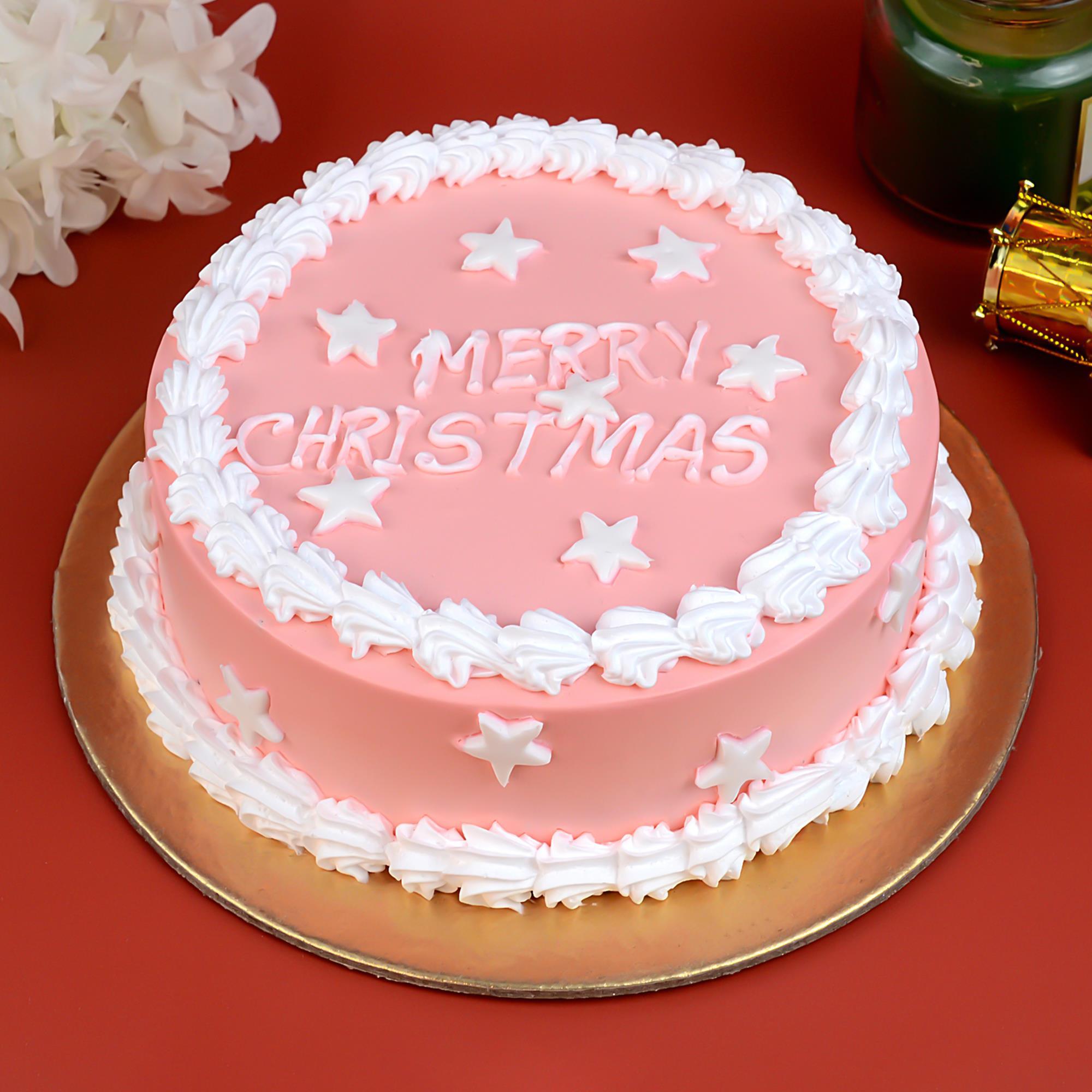 Pink Merry Christmas Cake - 1/2 Kg