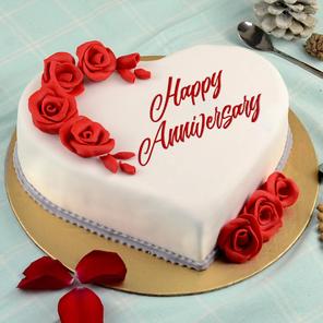 Fondant Anniversary Cake 1kg - Chocolate