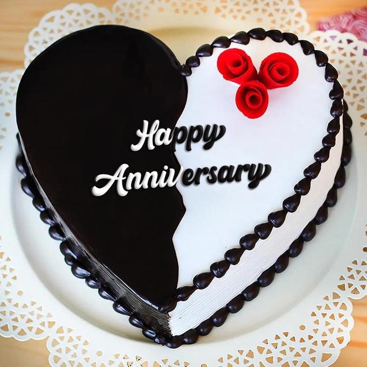 Heart Shape Anniversary Cake 1kg - Chocolate