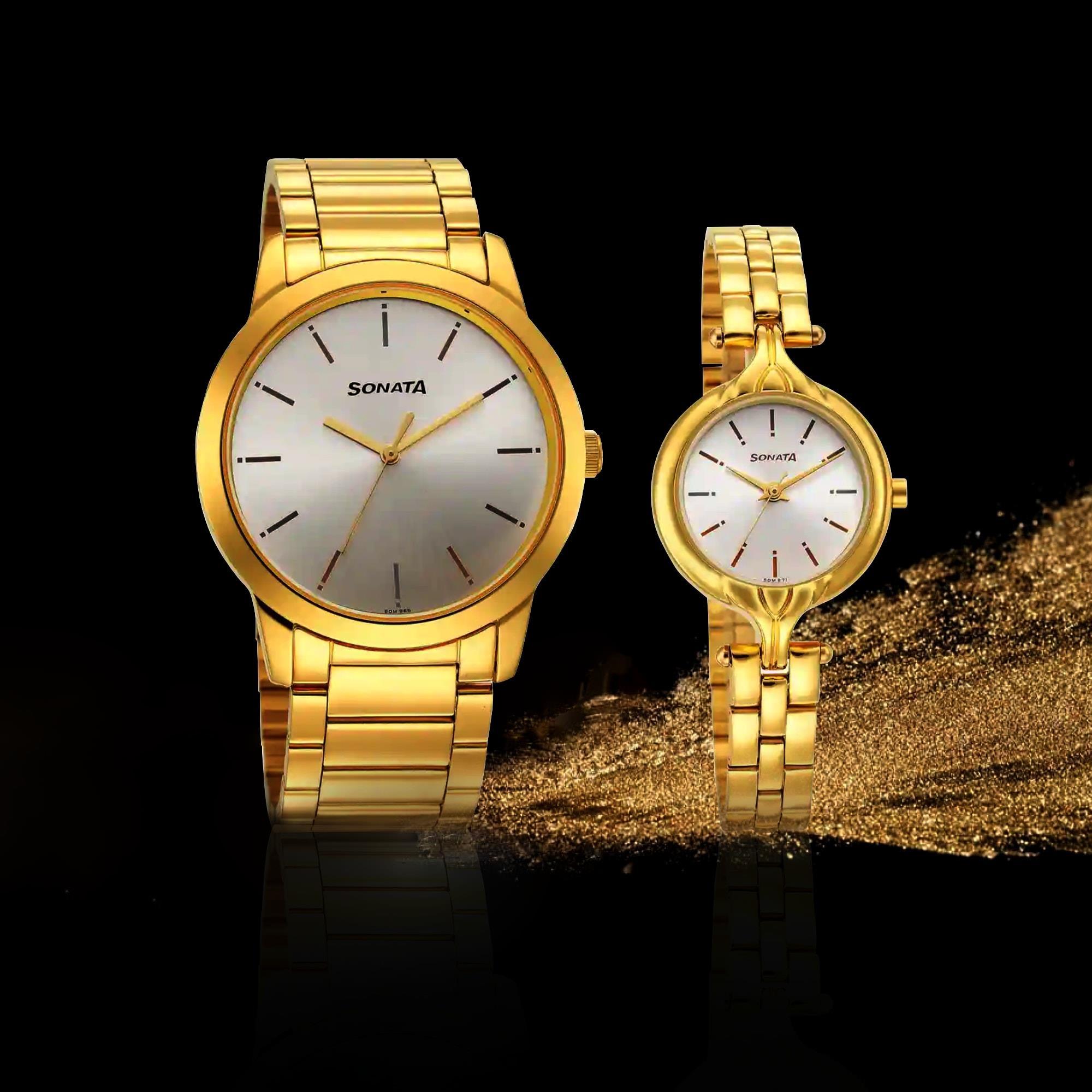 Sonata golden watch on sale price