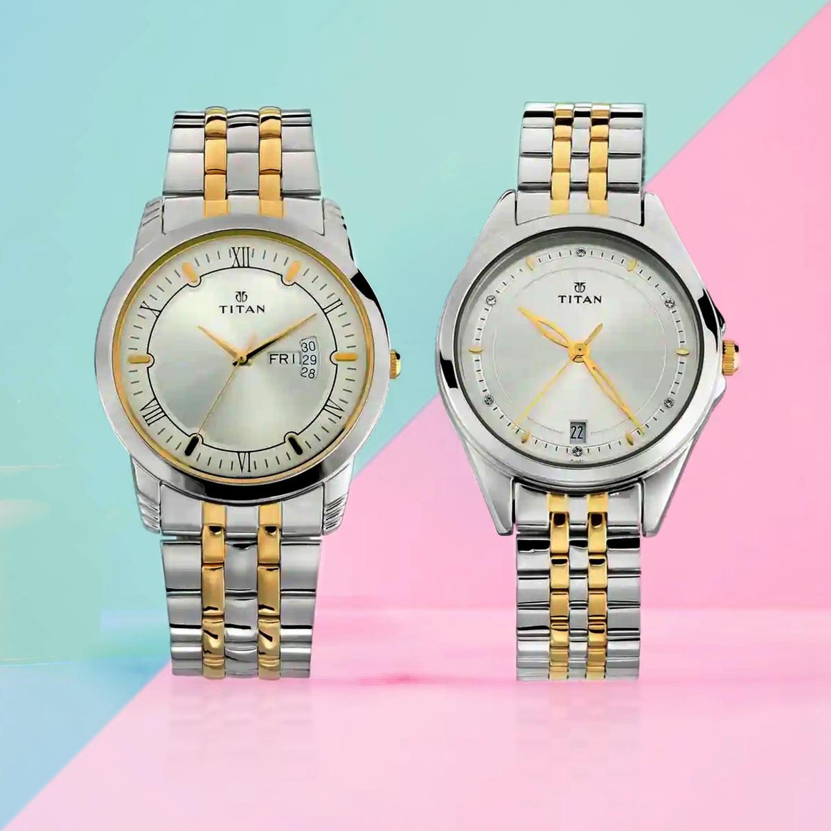 Titan Bandhan Silver Watches Watches (Pair)