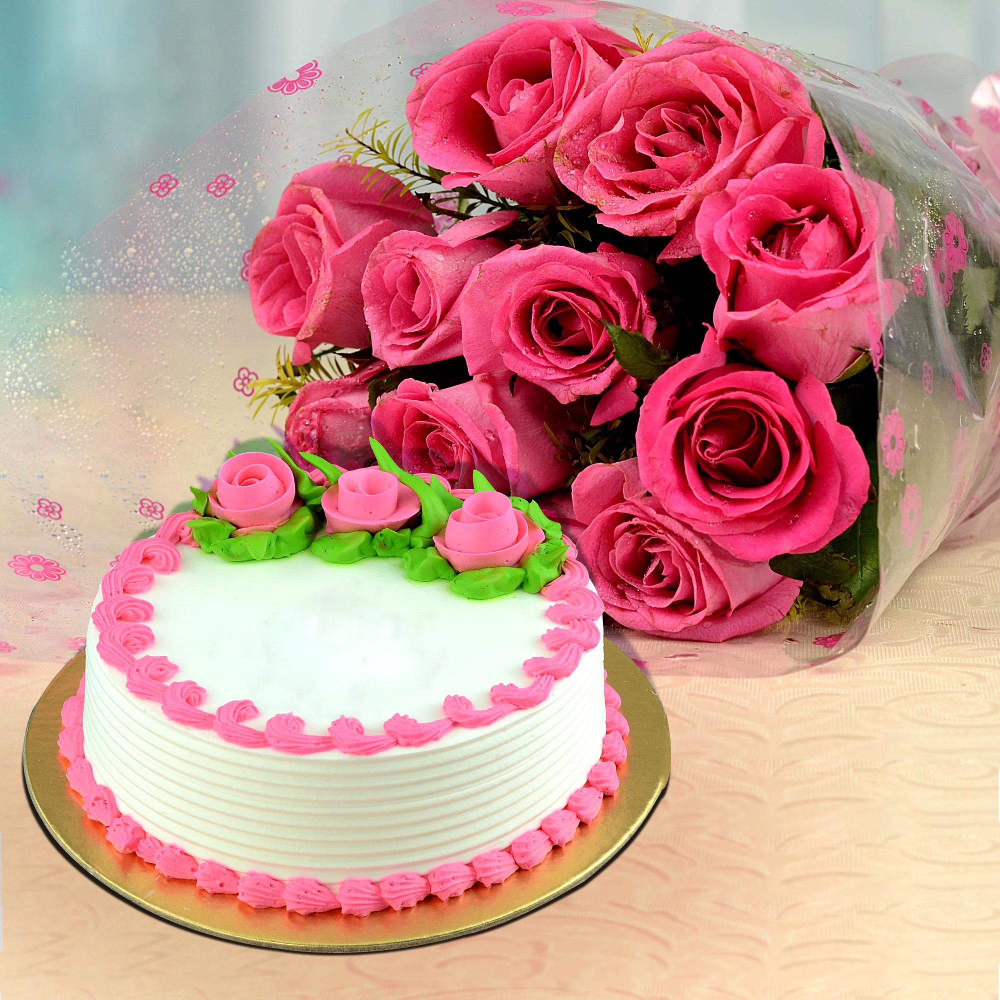 Online Red Roses with Cake Combo Delivery in Noida