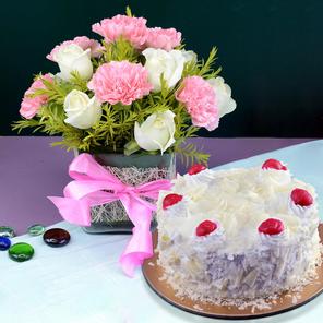 Pretty Flowers and White Forest Cake Pretty Flowers and White Forest Cake