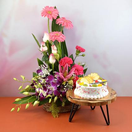 Exotic Flowers and Vanilla Fruit Cake