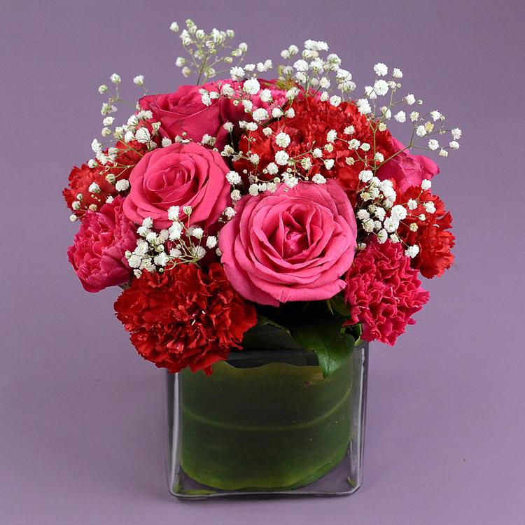 Elegant Roses & Carnations in a Vase