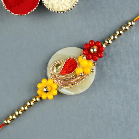 Zardosi on Ceramic Rakhi 