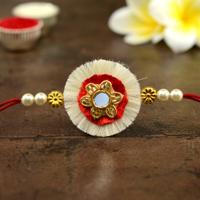 Red and Whtie Floral Rakhi 