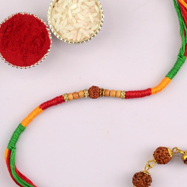 Rudraksh Tri Colour Dori Rakhi