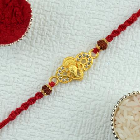 Mini Ganesh in Gold Rakhi 