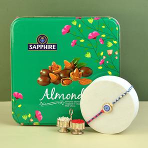 Rakhi with Sapphire Almonds Rakhi with Sapphire Almonds
