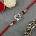 White Metal Om in Surya Rakhi 