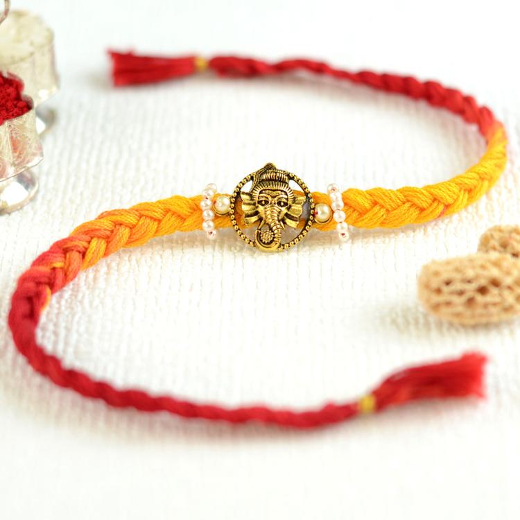 Ganesh on Braided Mauli Band 