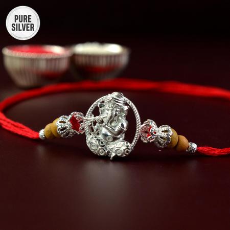 Pure Silver Mini Ganesh Rakhi