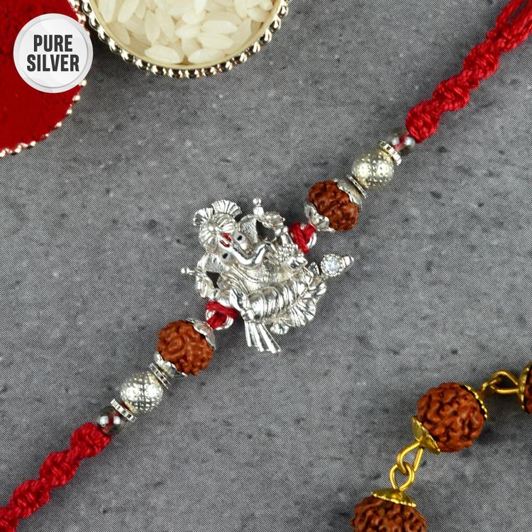 Pure Silver Mini Ganesh Rakhi