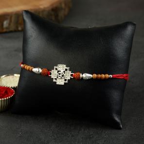 Silver Plated Squares Om Rakhi