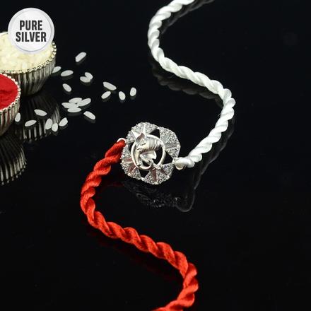 Pure Silver AD Ganesh Rakhi G23