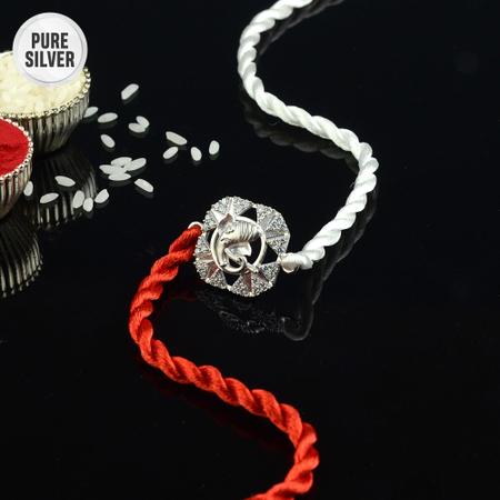 Pure Silver AD Ganesh Rakhi G23