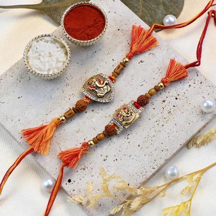 Ganesh Golden Rakhi Set