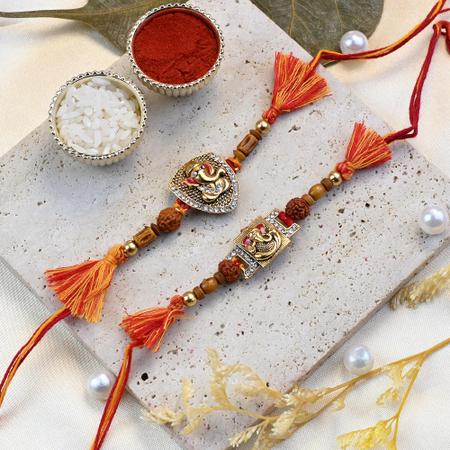 Ganesh Golden Rakhi Set