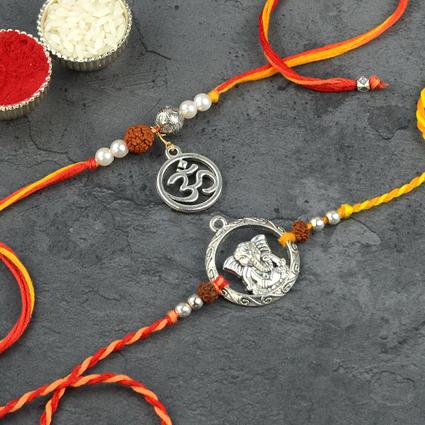 Gorgeous Ganesh n Om Rakhi Set 