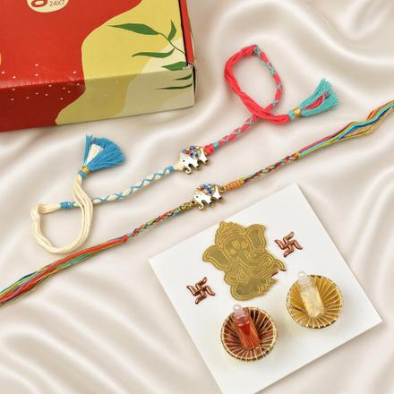 Cute Elephant Rakhi Set
