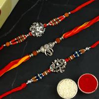 Divinity in Silver Rakhi Set