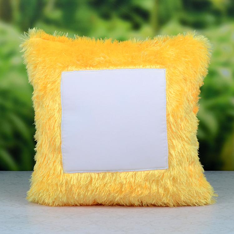 Square Yellow Fur Pillow