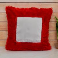 Square Red Fur Pillow