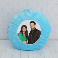  Personalized Round Blue Pillow